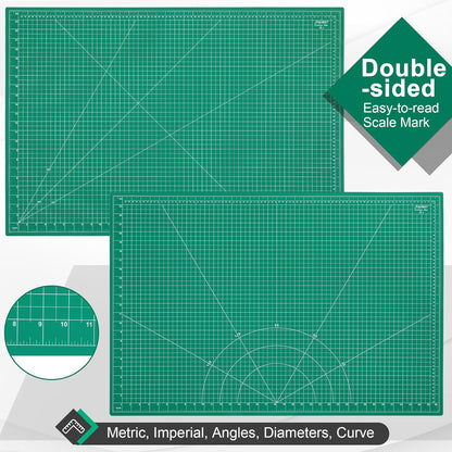 Density-upgraded 24" x 36" Large Self Healing Sewing Mat, Idemeet Rotary Cutting Mat 5 Play Cut Board for Crafts Hobby Project, Scale Size 24" x 36", A1, Green