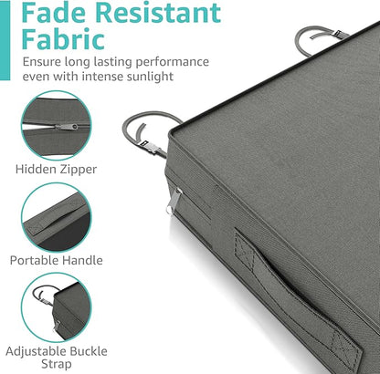 YENING 19x19 Memory Foam Outdoor Chair Cushions Waterproof 4 Inch Extra Thick Patio Seat Pads for Furniture Grey Set of 2