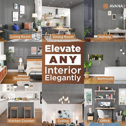 Avana Acoustic Wood Wall Panels – 94.4 x 12.6 Inch Gray Oak Acoustic Panels 4