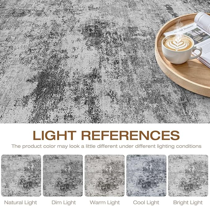 7X9 Area Rug Living Room: Washable Large Abstract Neutral Modern Soft Rugs Stain Resistant Indoor Floor Non-Slip Accent Carpet for Bedroom Nursery Playroom Dining Room Office Dorm Home House Decor