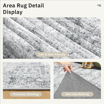 Soalmost Runner Rug 3x10 Washable Non-Slip Hallway Runner Rugs for Kitchen Bathroom Laundry Room Grey Vintage Floor Carpet Runners for Hallways Entryway