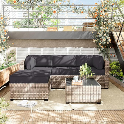 Patio Furniture Cushions, Replacement Outdoor Cushions for 4-Seat Patio Furniture, Waterproof Cushions for Outdoor Sectional Sofa Couch, Grey