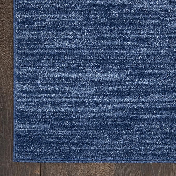 Nourison Home Nourison Essentials Navy Blue 2'2" x 14' Area Rug - Easy Clean, Non Shedding, Bed Room, Living Room, Dining Room, Kitchen (14' Runner)