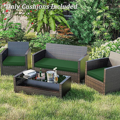 3 Pack Outdoor Replacement Cushions,36L x 18W x 3H,18L x 18W x 3H inch, High-Elastic Replacement Sponge for 4-Seater Water-Resistant Patio/Sofa with Removable Covers (Green)