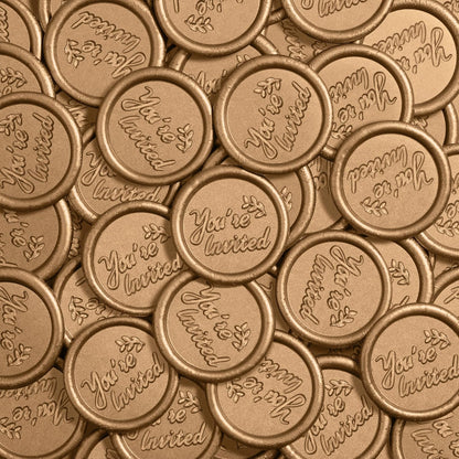 25 Pcs Handmade Wax Seal Stickers, Wedding Invitation Envelope Seal Stickers, Perfect for Invitation, Christmas, Gift Wrapping(You‘re Invited Style, Antique Gold Wax)