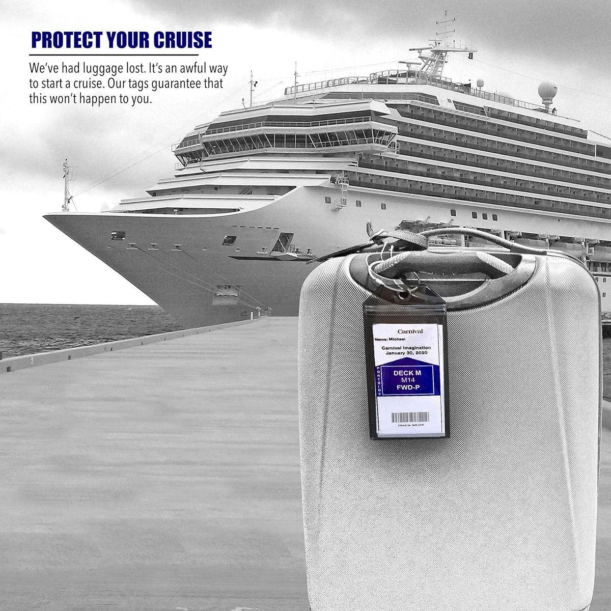 Carnival Cruise Luggage Tag Holders (4 Pack) & Lanyards (2 Pack), Large, Clear & Waterproof, Cruise Essentials 2025-2026 for Ship Cards & Baggage – Durable Travel Accessories (Blue)