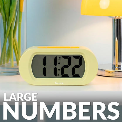 Yellow Digital Alarm Clock, Original Gift, LED Display, Battery Operated Bedside Clock, 12/24 Hour Format, Easy-to-Read Backlight