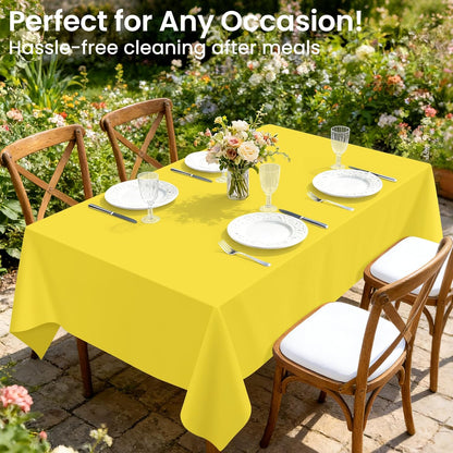 Yellow Plastic Table Cloths Disposable, 4 Pack, 54 x 108 Inch