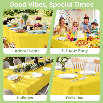 Yellow Plastic Table Cloths Disposable, 4 Pack, 54 x 108 Inch